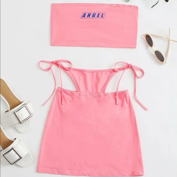 Dresses & Skirts - Pink Tube top skirt 2 piece set 💕